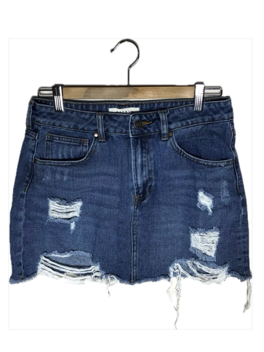 PacSun Denim Distressed Low Rise Micro Skirt Size 27